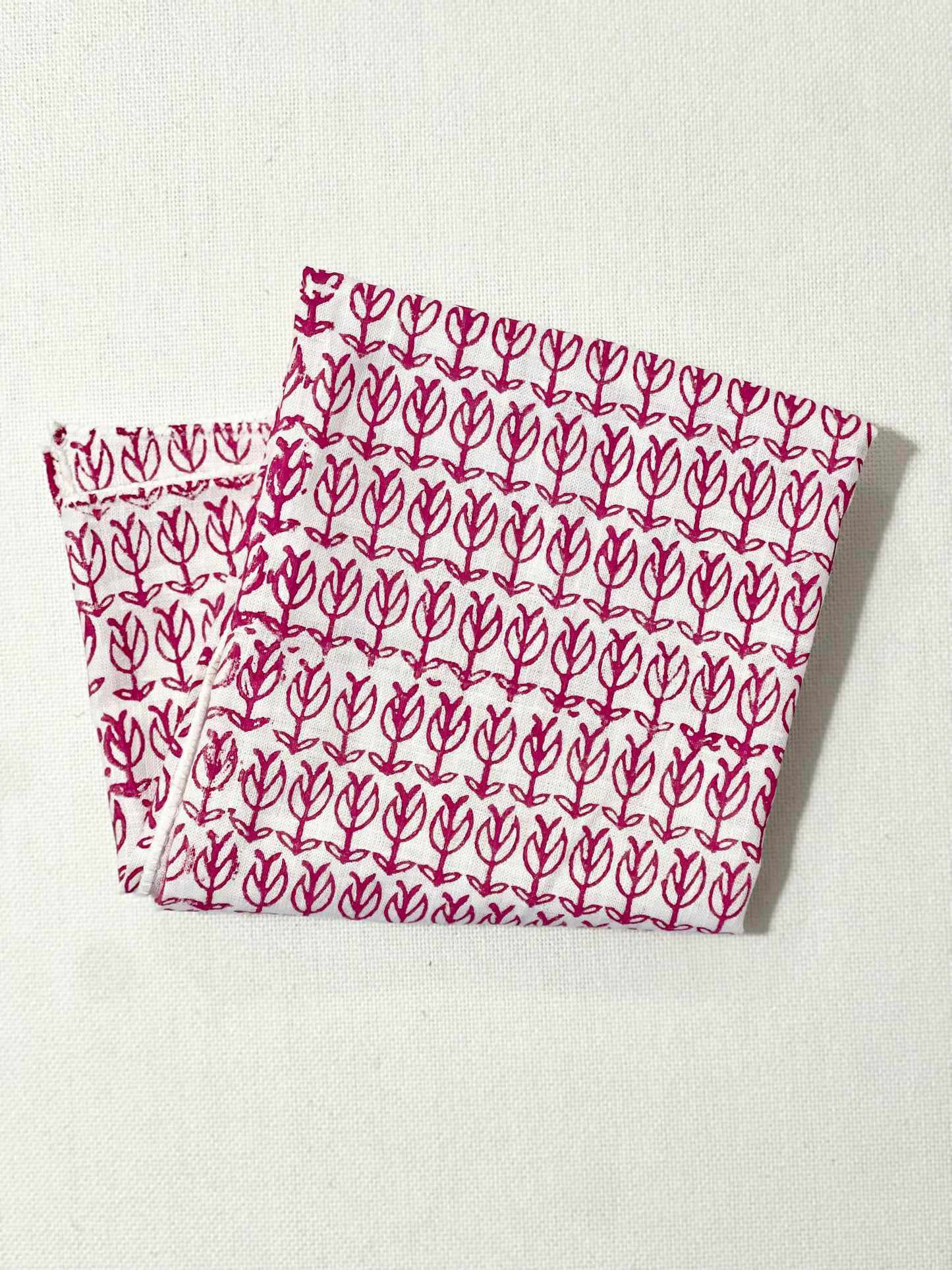 Bandana - White Linen with Pink Sprouts