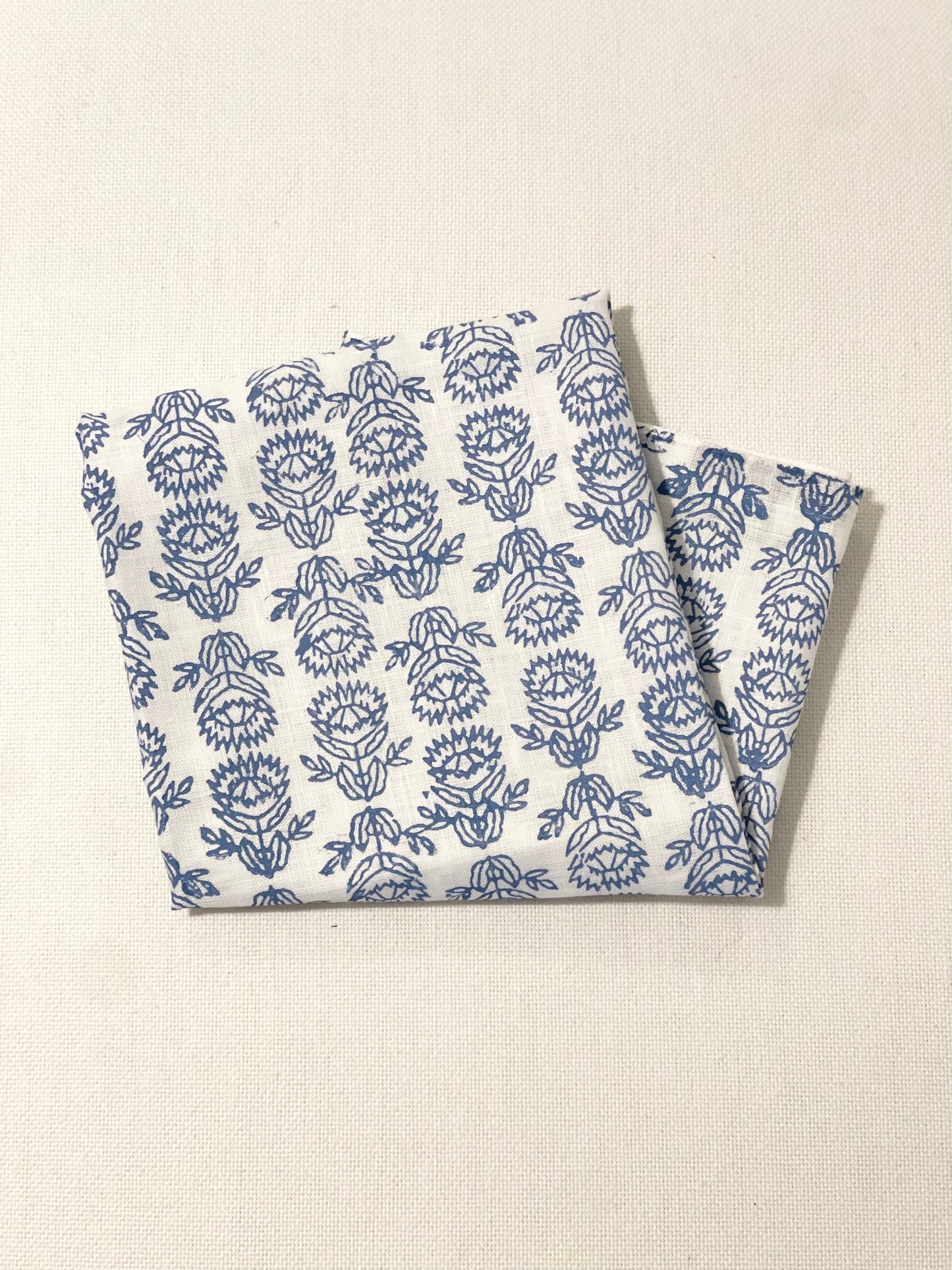 Bandana - White Linen with Protea, Uniform Blue