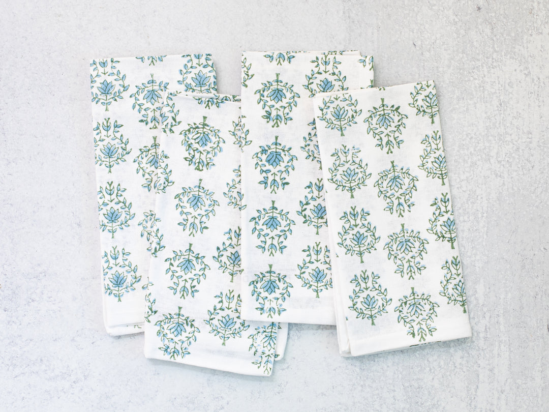 Dinner Napkins (set of 4) - Lotus, Sage & Uniform Blue
