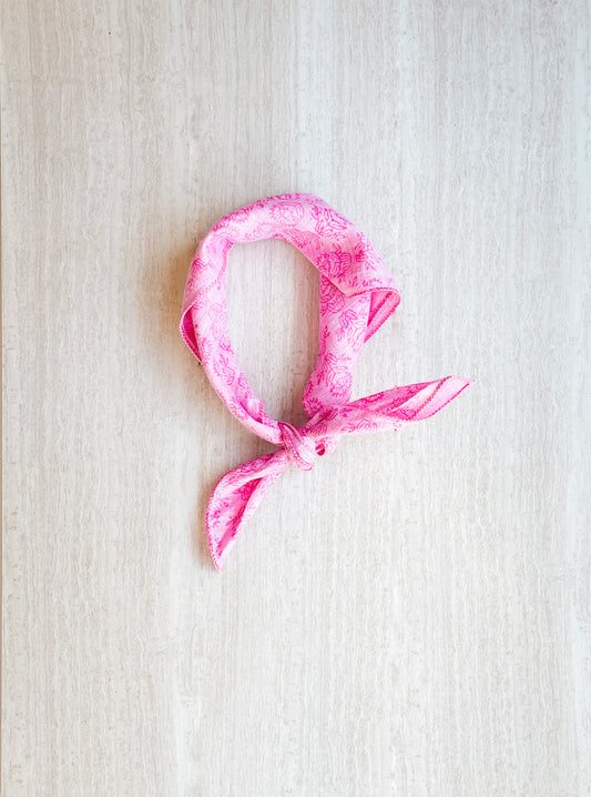 Bandana - Pink Linen with Protea, Pink