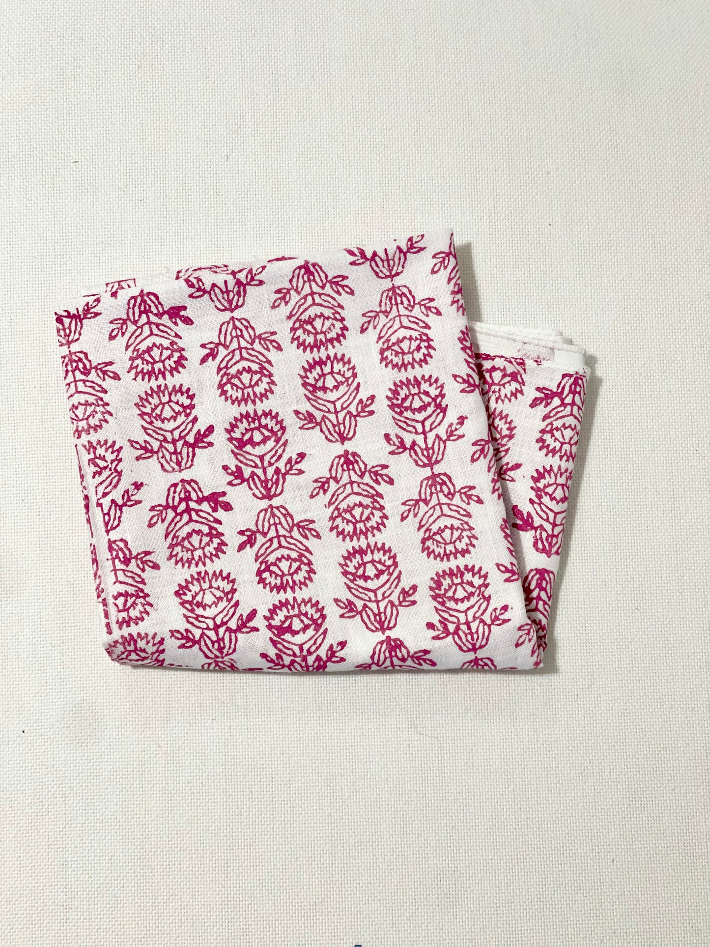 Bandana - White Linen with Pink Protea