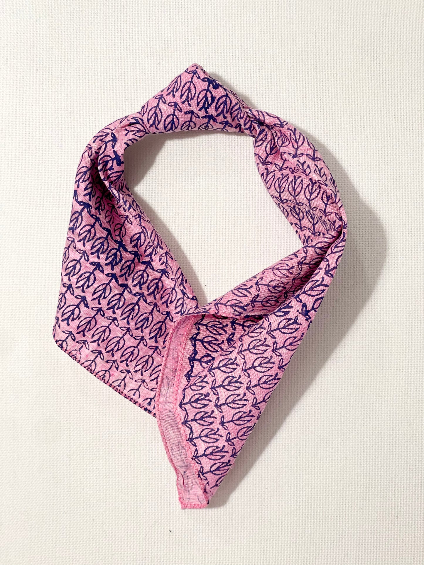 Bandana - Pink Linen with Navy Sprouts