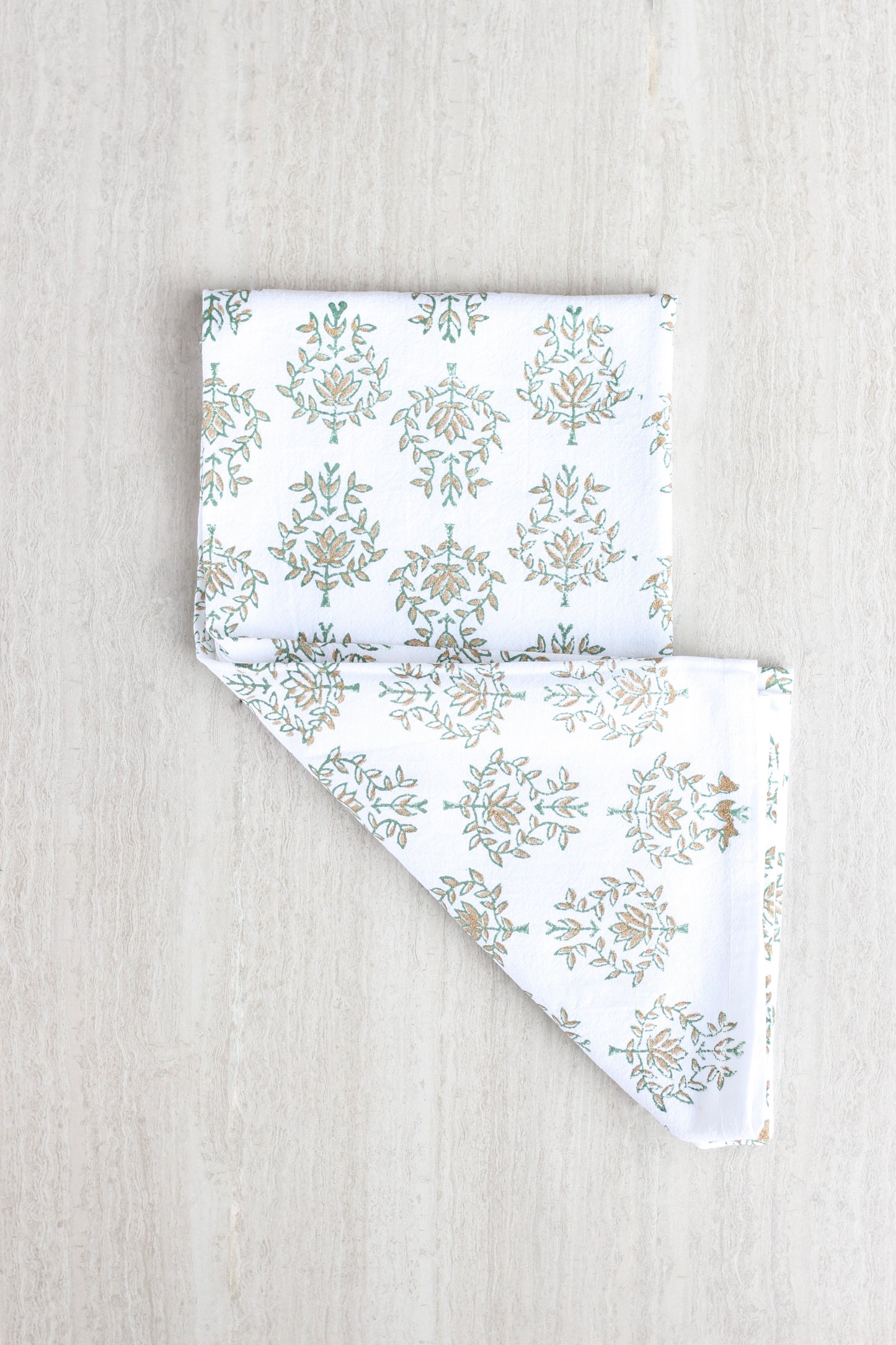 Tea Towel - Lotus, Evergreen & Gold