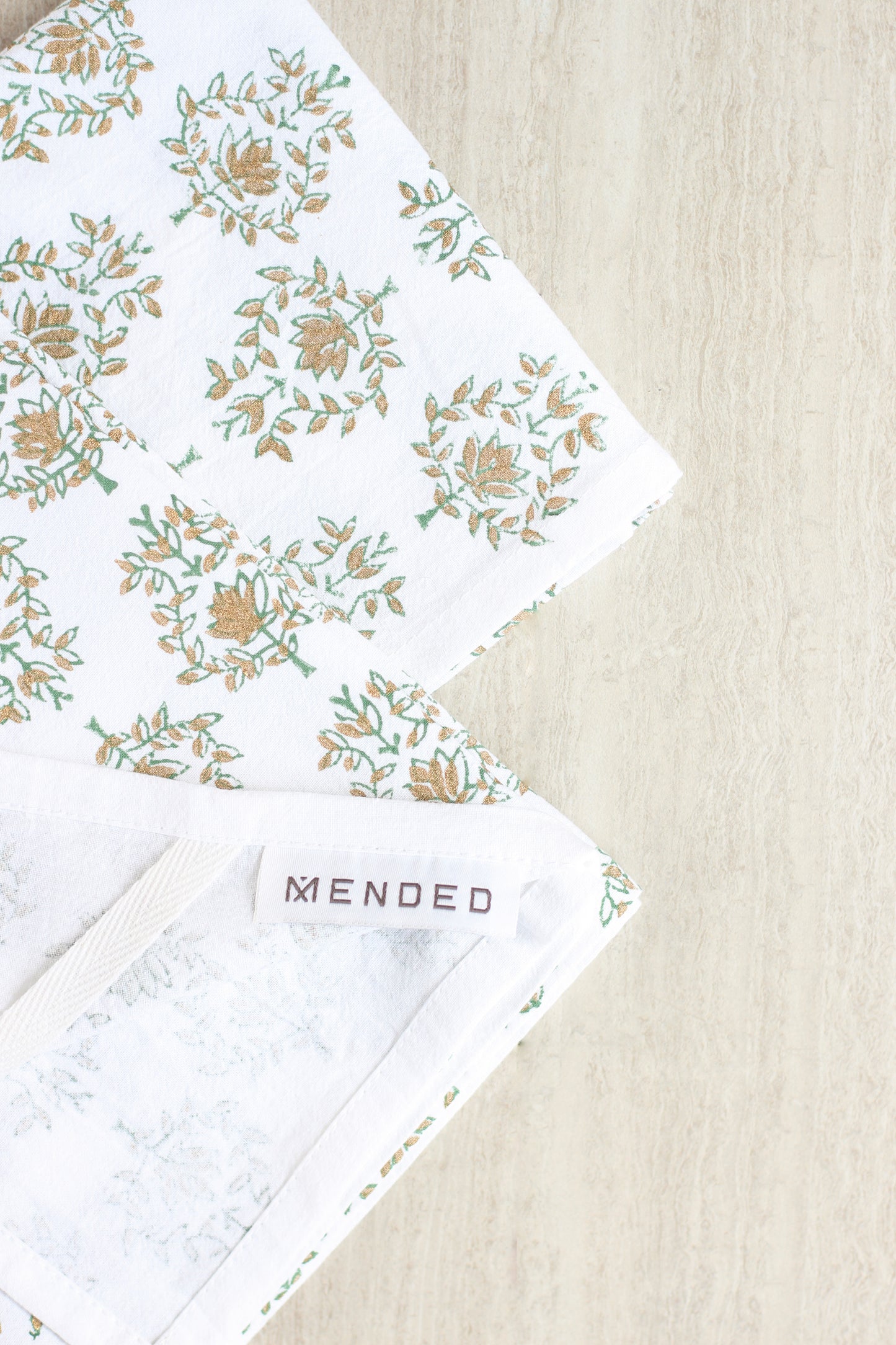 Tea Towel - Lotus, Evergreen & Gold