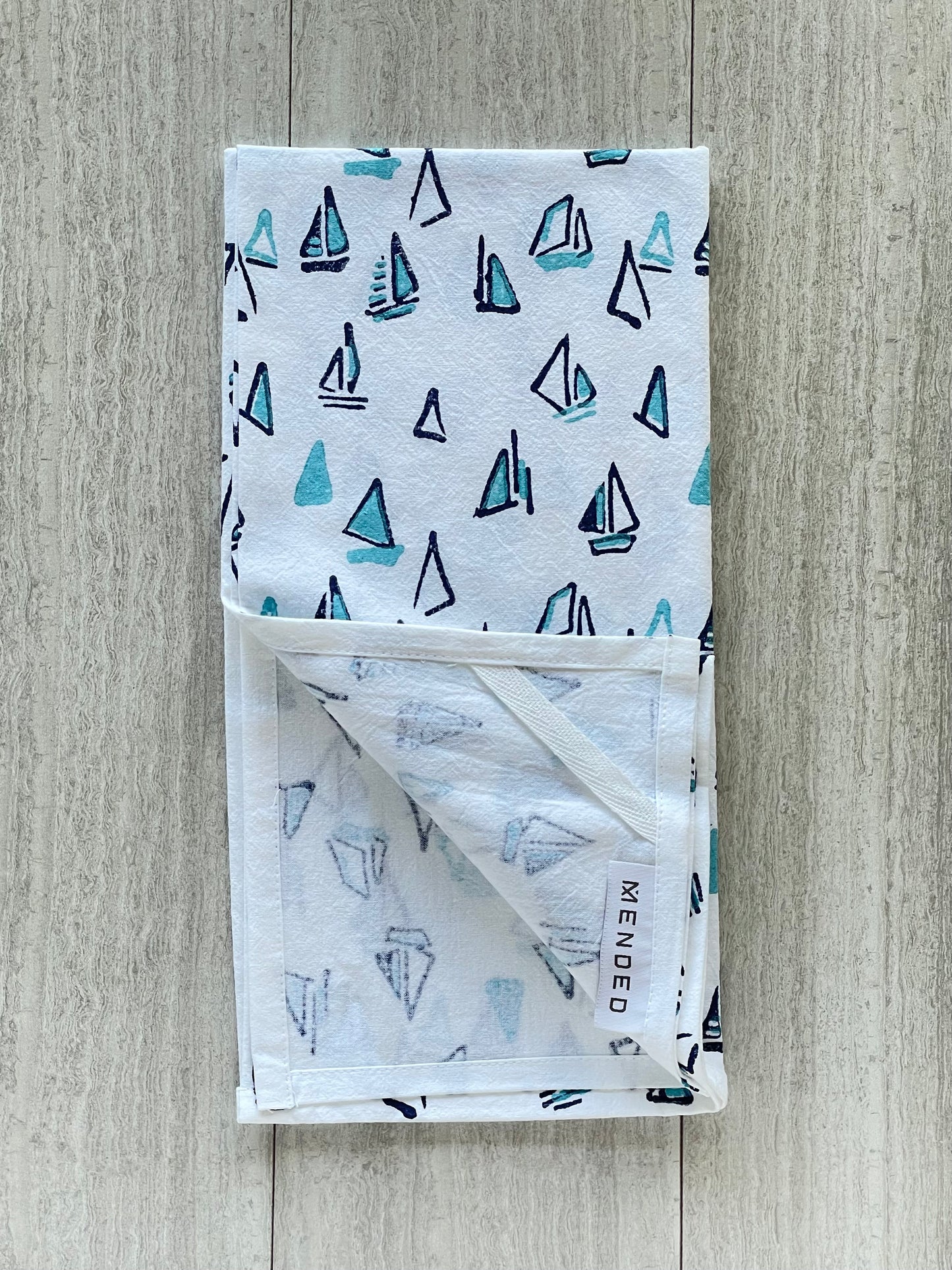 Tea Towel - Sailboats, Navy & Saltwater
