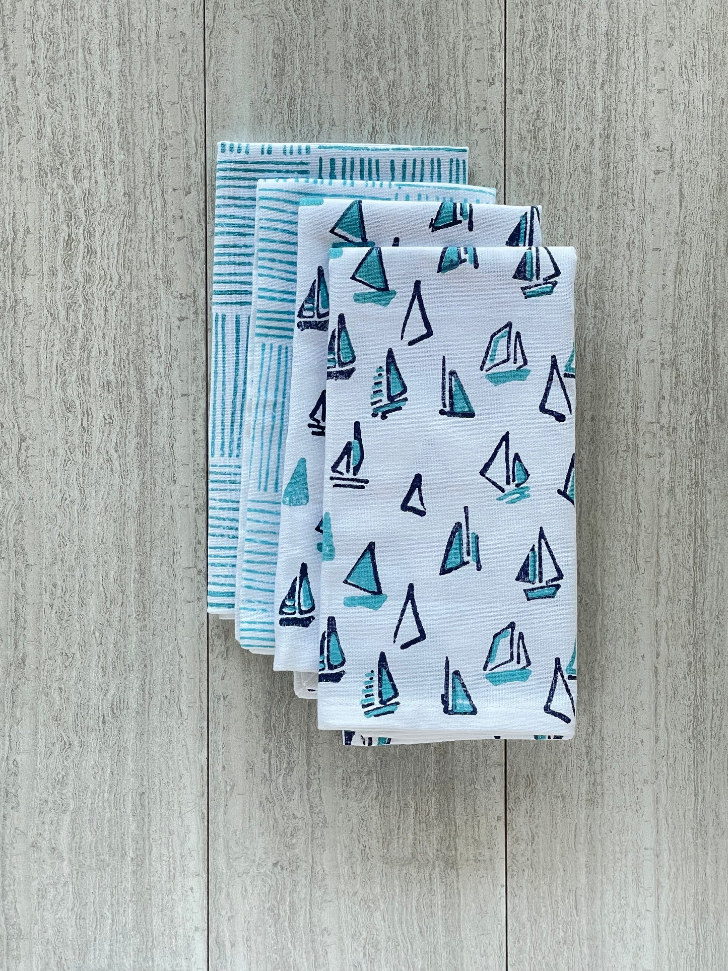 Dinner Napkins (set of 4) - Striped, Saltwater