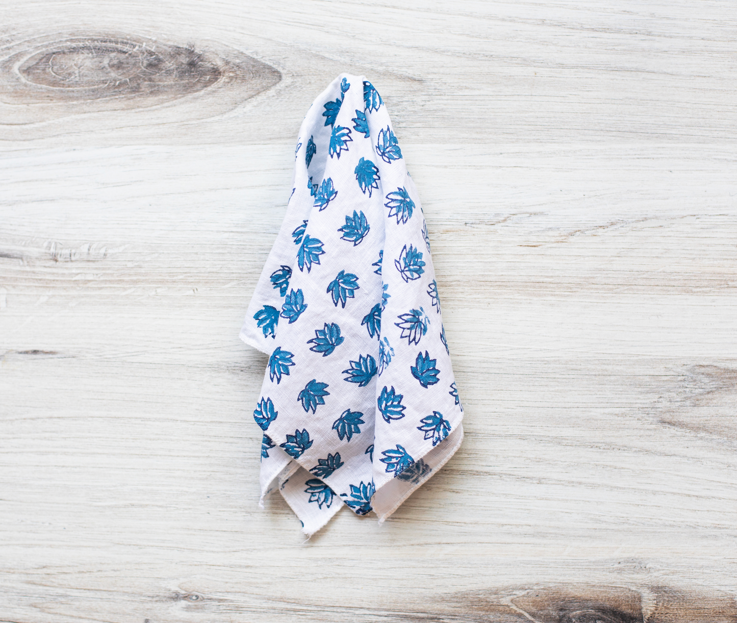 Pocket Square - White Linen with Uniform Blue & Navy