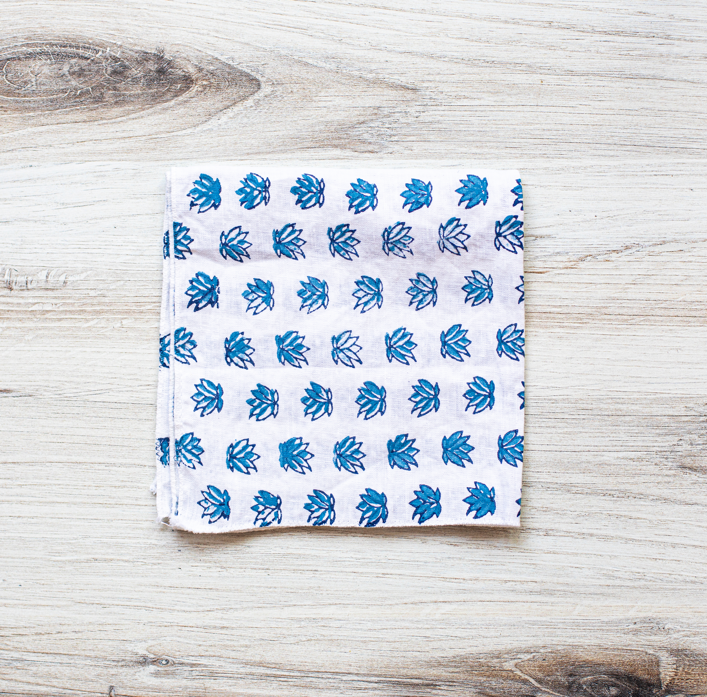Pocket Square - White Linen with Uniform Blue & Navy