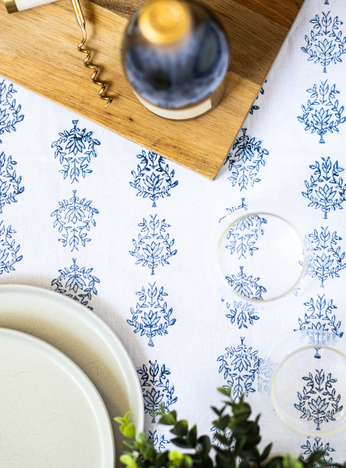 Table Runner - Lotus, Uniform Blue & Navy
