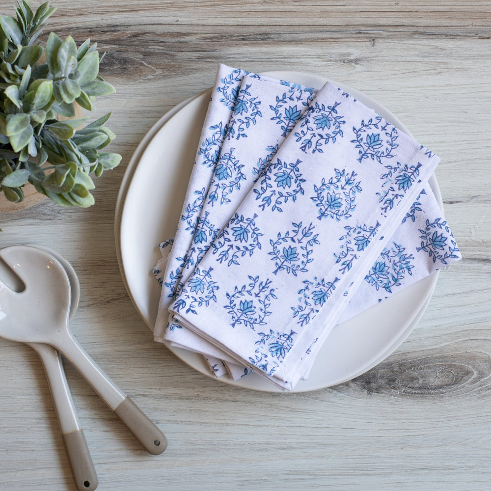 Dinner Napkins (set of 4) - Lotus, Uniform Blue and Navy - The Mended Company