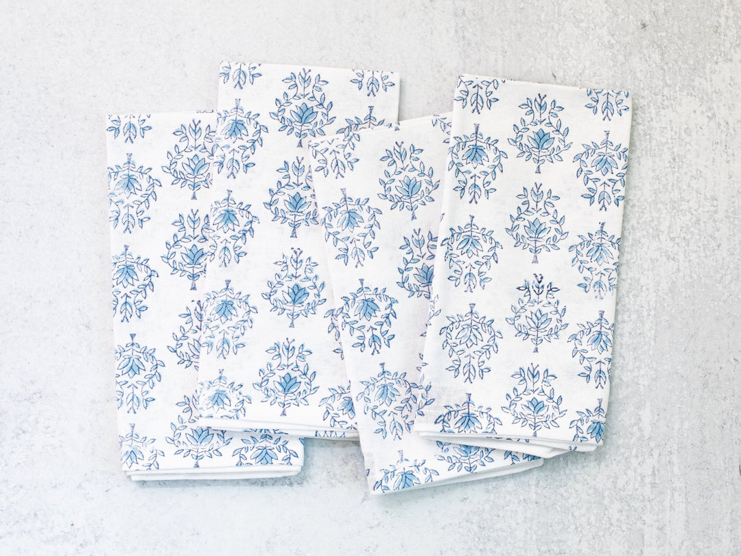 Dinner Napkins (set of 4) - Lotus, Uniform Blue and Navy - The Mended Company