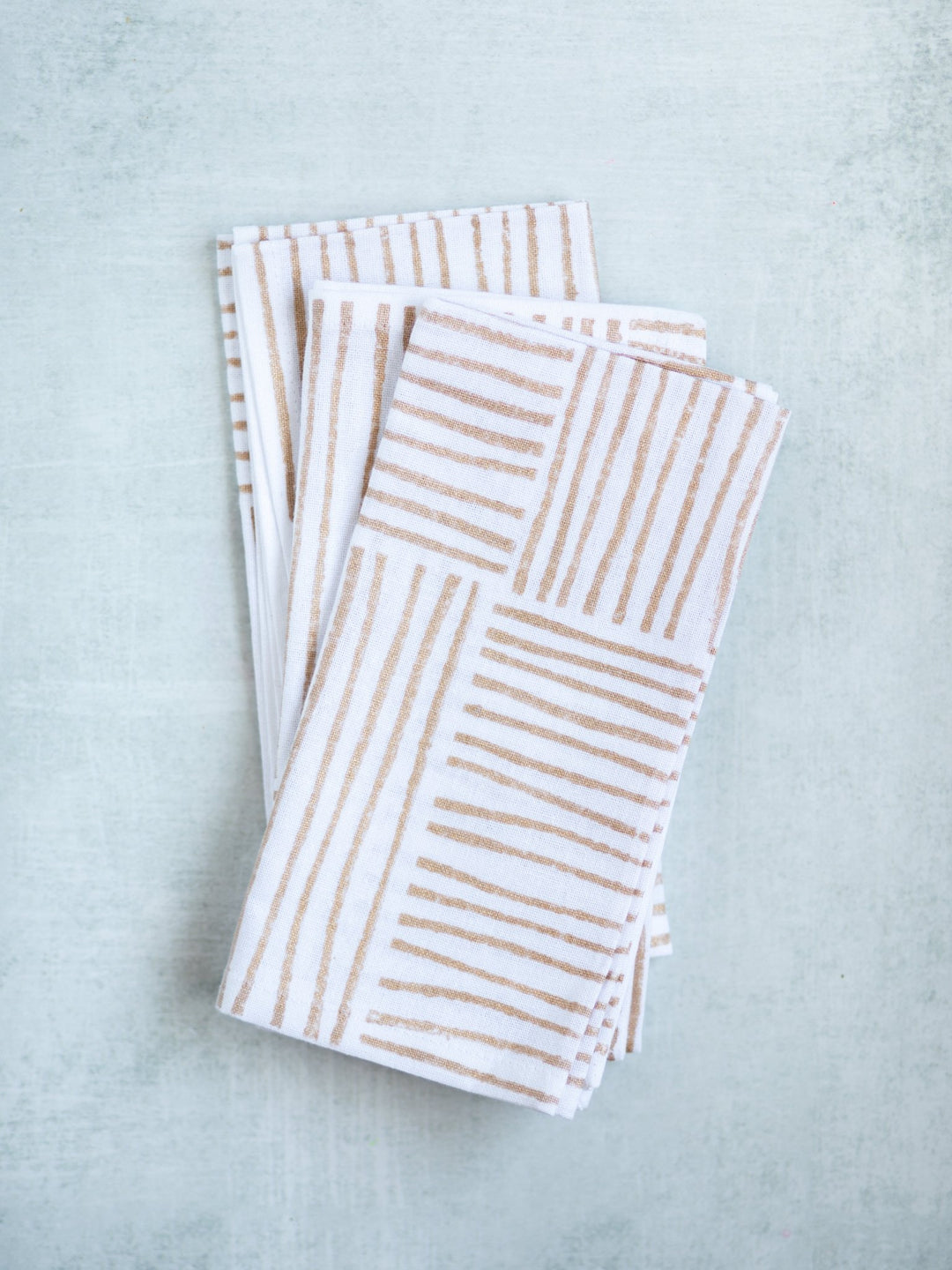 Dinner Napkins (set of 4) - Striped (Large), Gold - The Mended Company