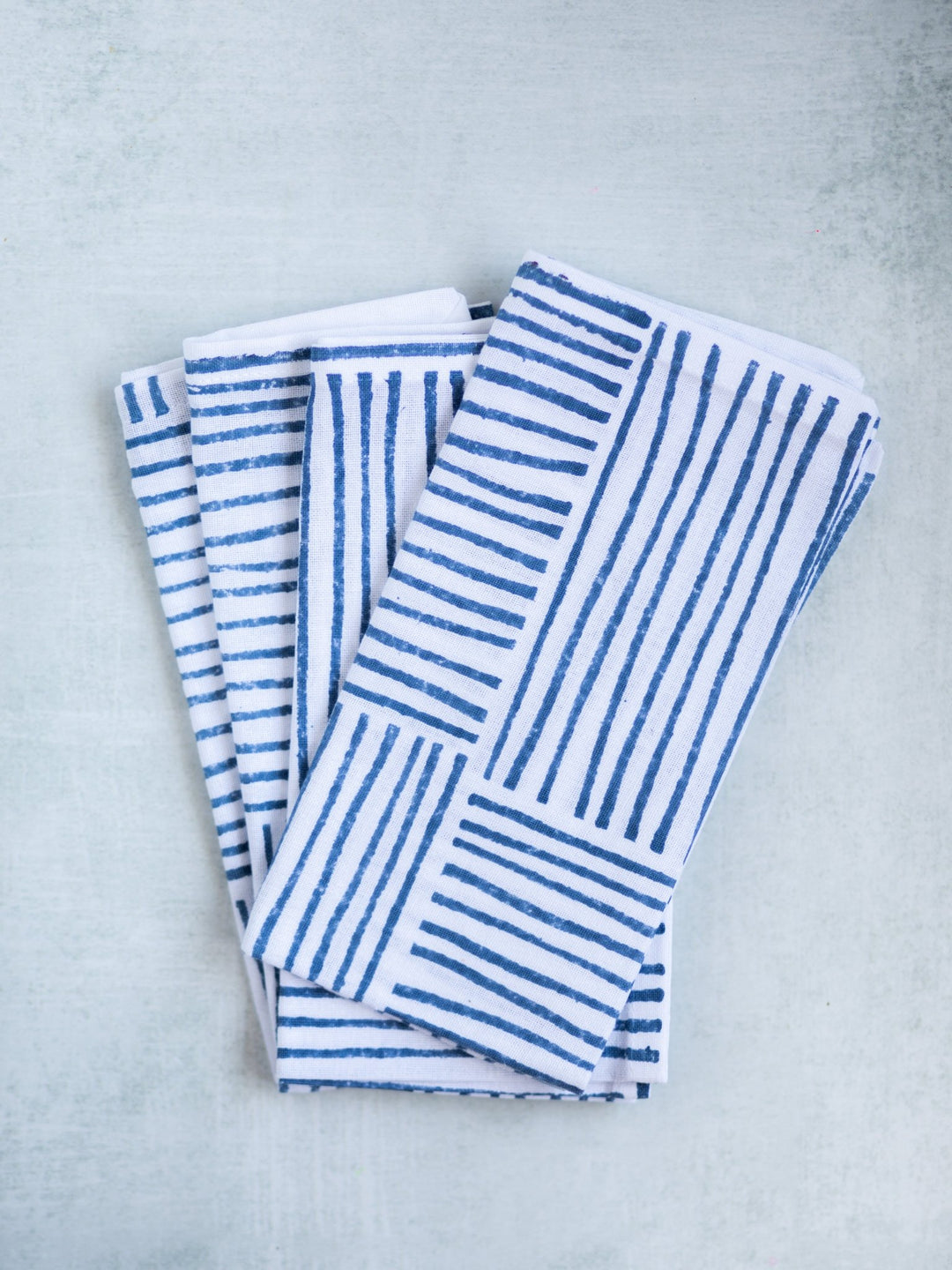 Dinner Napkins (set of 4) - Striped (Large), Navy - The Mended Company
