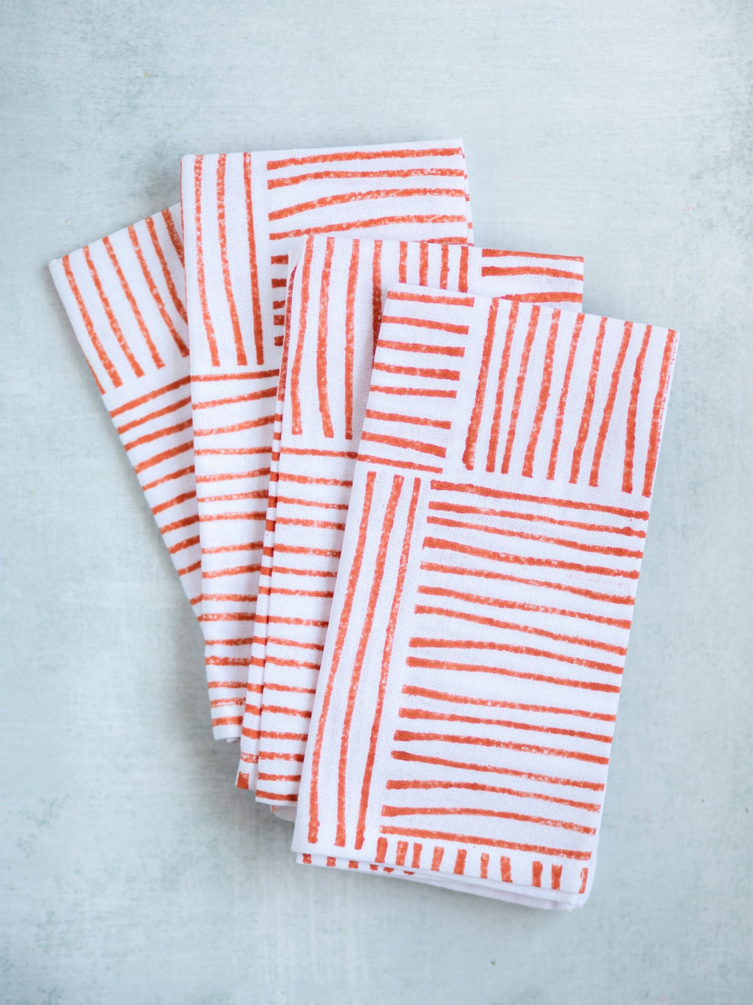 Dinner Napkins (set of 4) - Striped (Large), Orange - The Mended Company