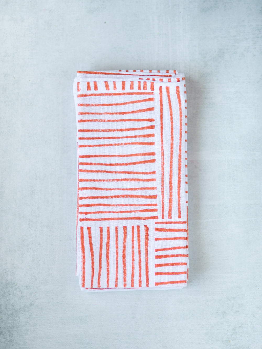 Dinner Napkins (set of 4) - Striped (Large), Orange - The Mended Company