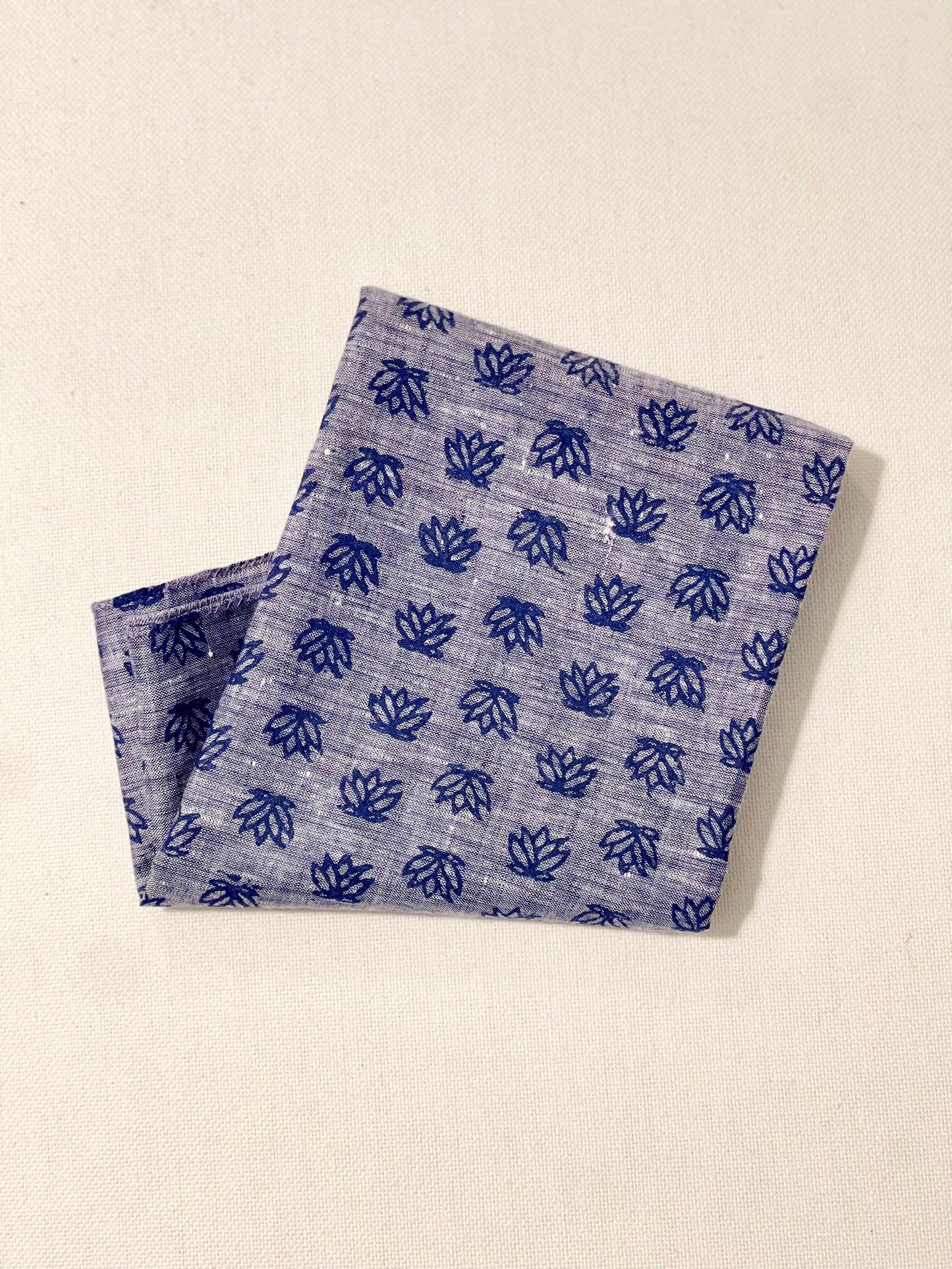 Bandana - Denim Linen with Baby Lotus, Navy