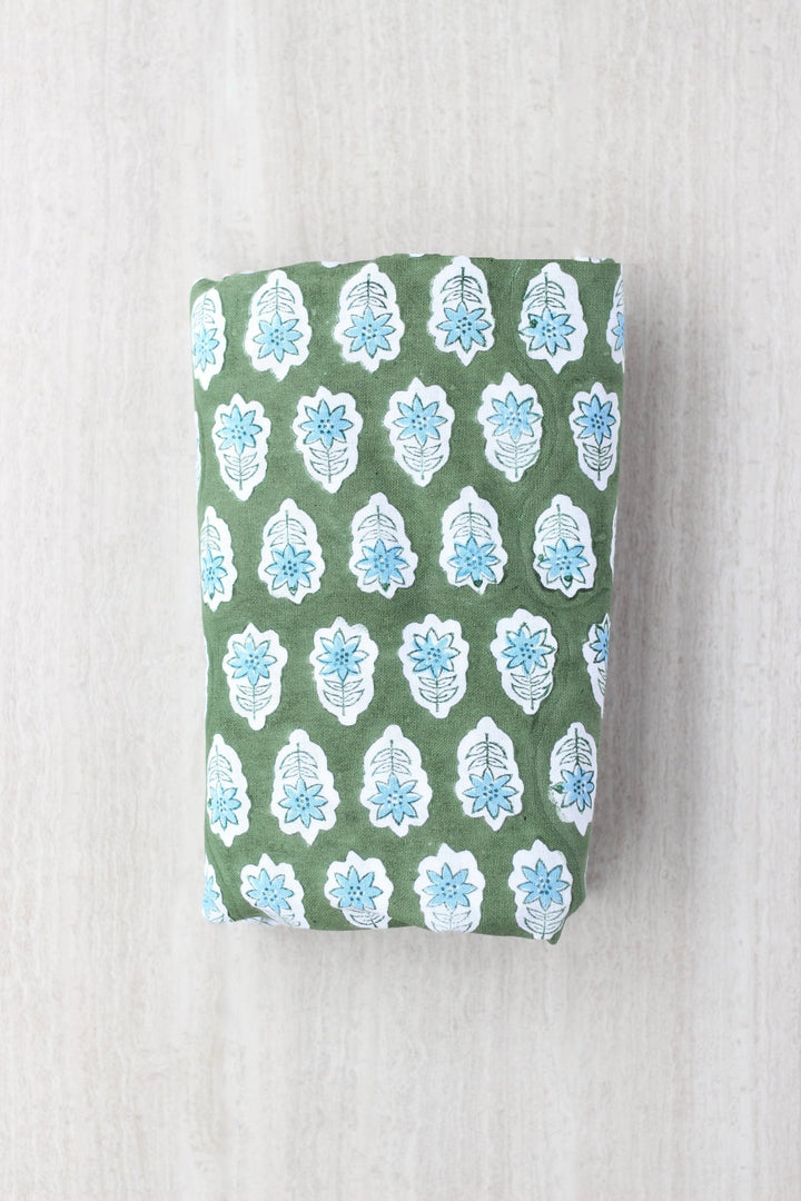 Table Throw - Poinsettia, Sage & Uniform Blue - The Mended Company