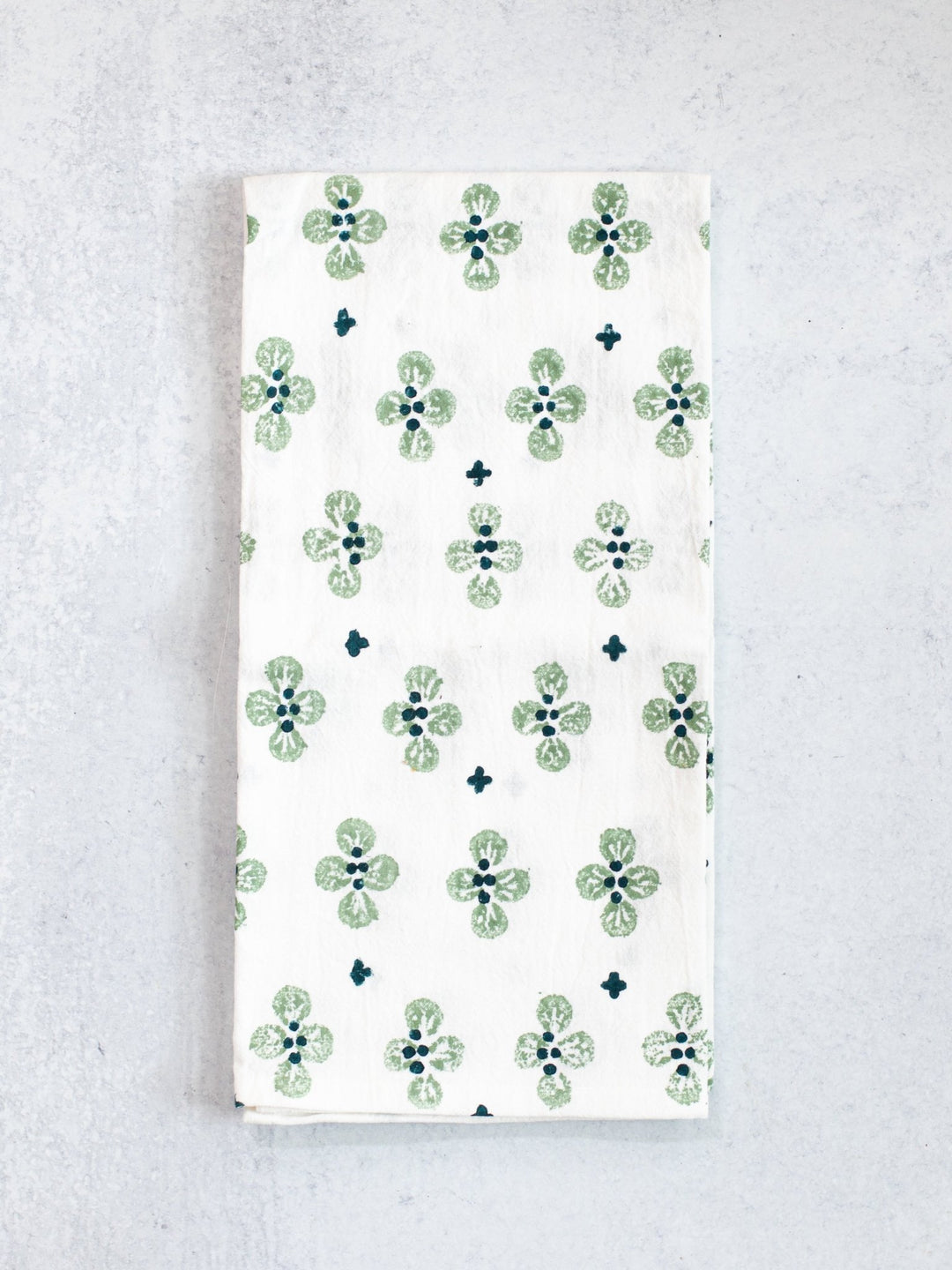 Tea Towel (Ivory) - Dogwood Blossom, Sage & Midnight - The Mended Company