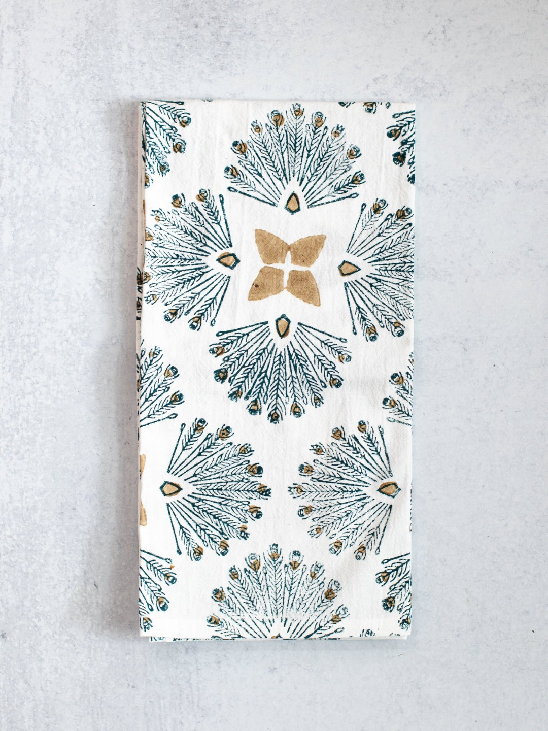 Tea Towel (Ivory) - Peacock Paradise, Midnight & Chai - The Mended Company