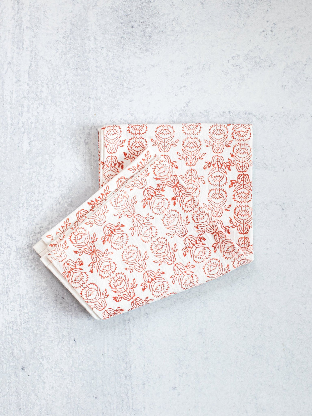 Tea Towel (Ivory) - Protea, Terracotta - The Mended Company