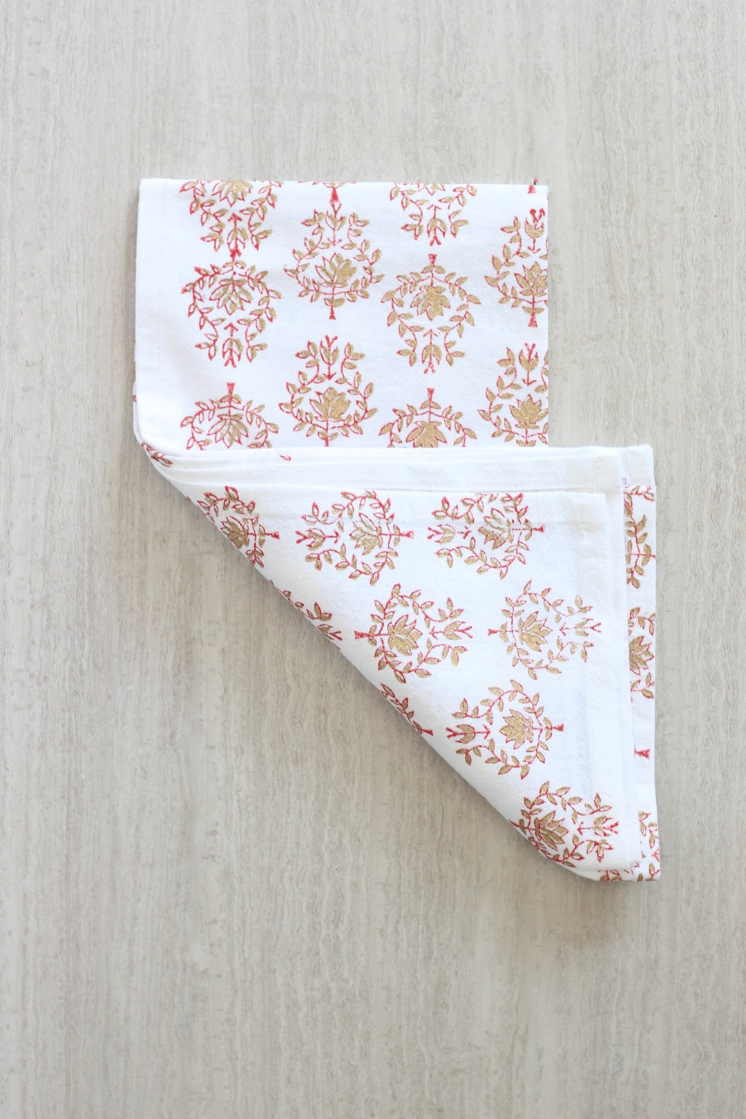 Tea Towel - Lotus, Red & Gold - The Mended Company