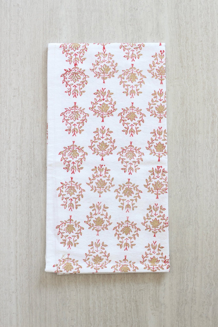 Tea Towel - Lotus, Red & Gold - The Mended Company