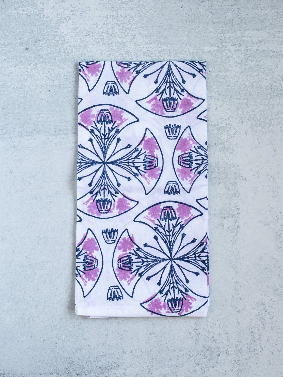 Tea Towel - Mosaic, Navy & Lilac - The Mended Company