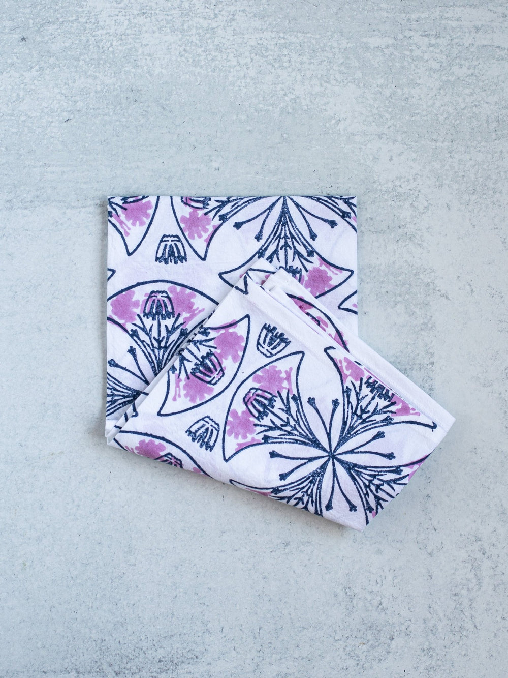 Tea Towel - Mosaic, Navy & Lilac - The Mended Company