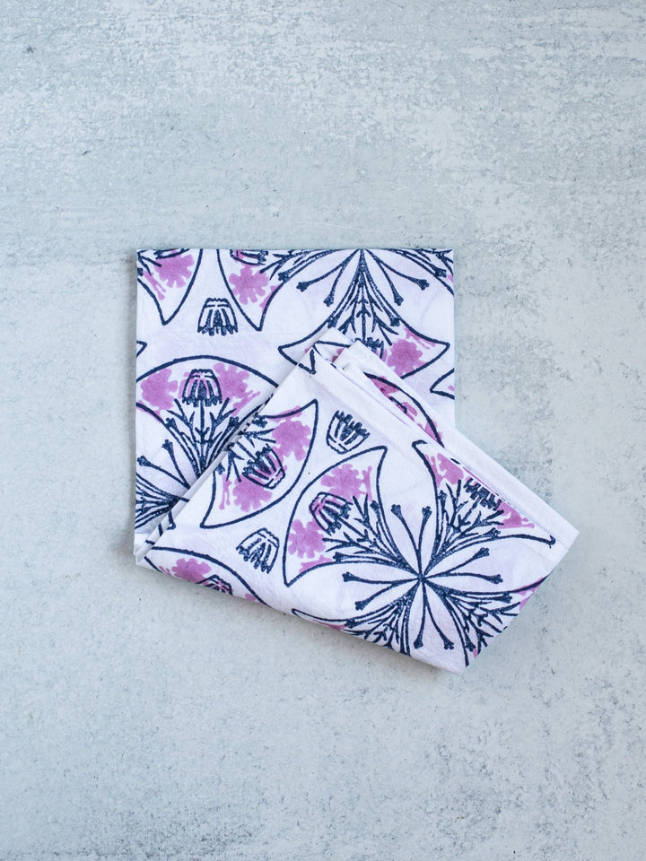 Tea Towel - Mosaic, Navy & Lilac - The Mended Company