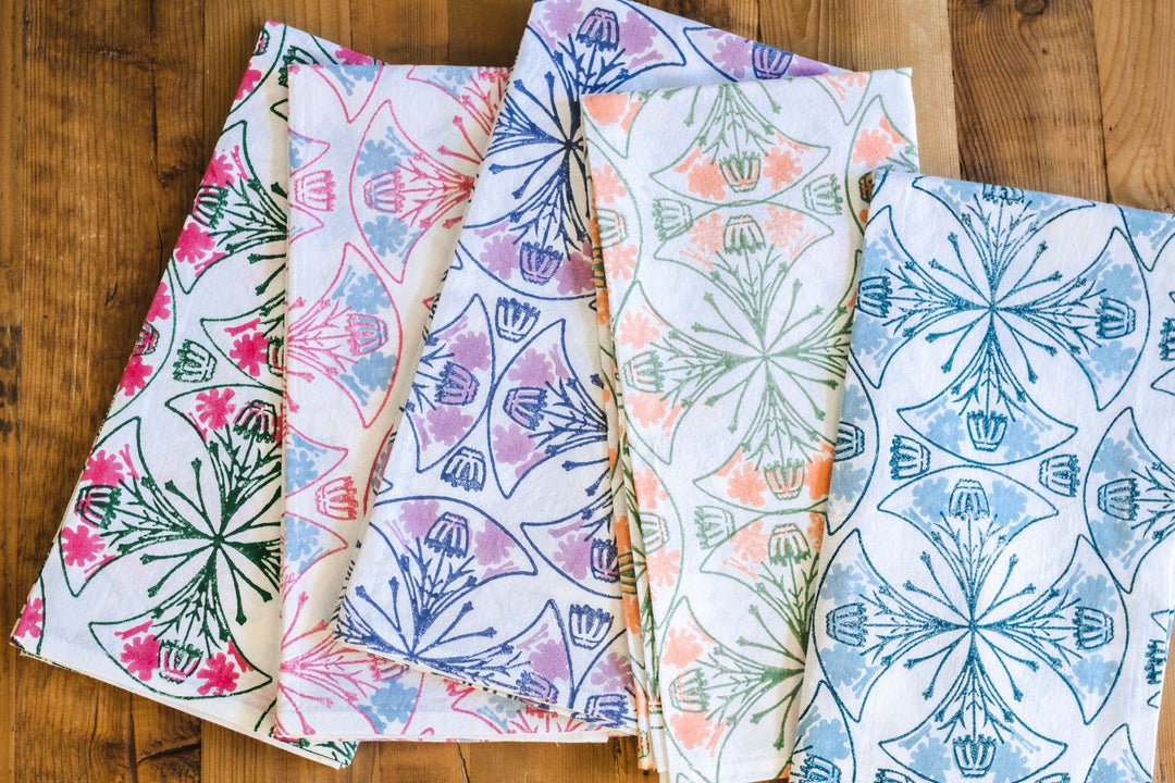 Tea Towel - Mosaic, Sage & Melon - The Mended Company