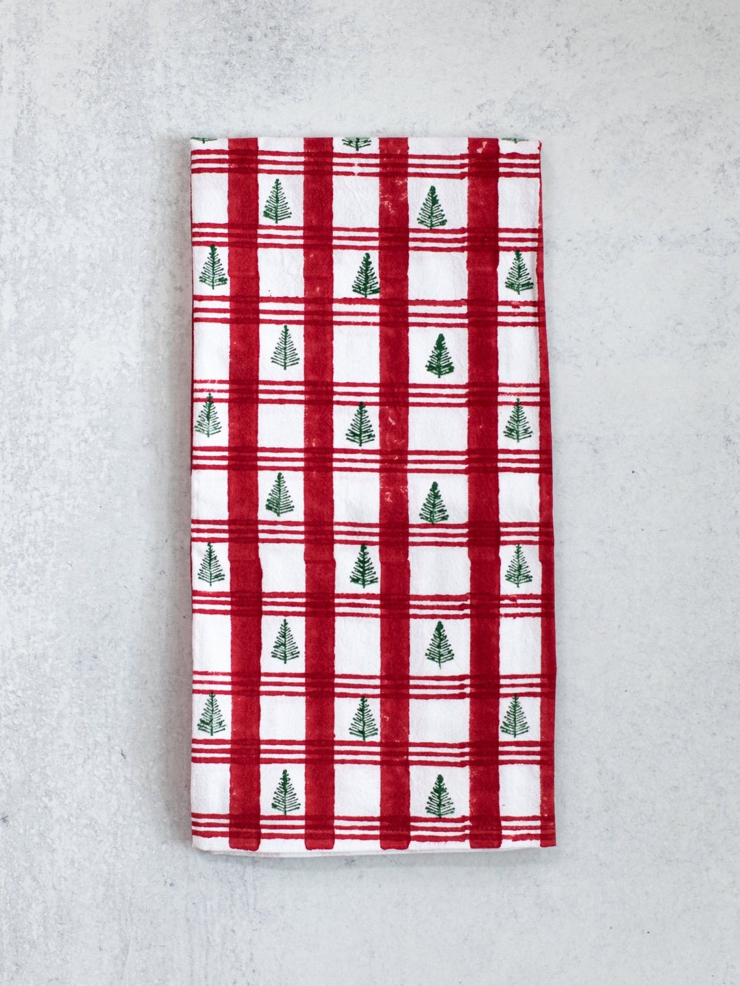 Tea Towel - Plaid Tree, Red & Evergreen - The Mended Company