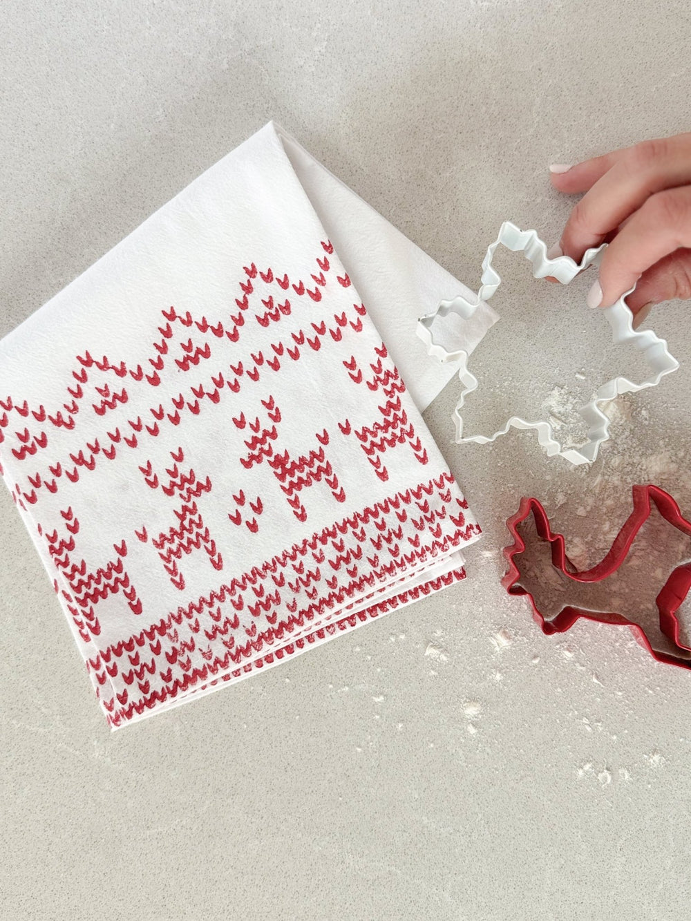 Tea Towel - Reindeer Sweater, Red - The Mended Company