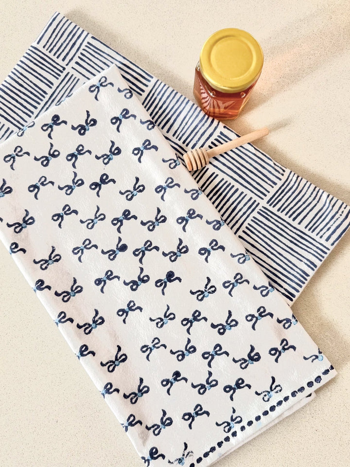 Tea Towel - Striped, Navy - The Mended Company