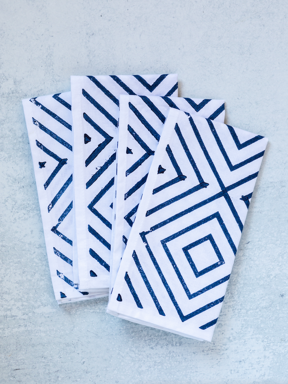 Dinner Napkins (Set of 4) - Diamond, Navy