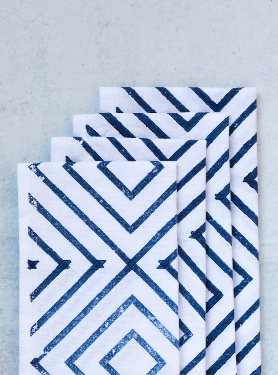 Dinner Napkins (Set of 4) - Diamond, Navy