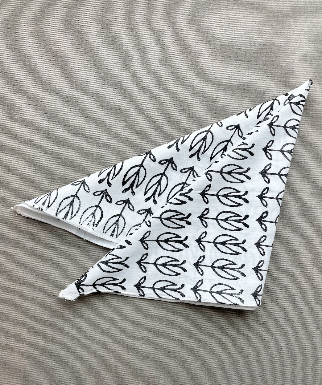 Bandana - White Linen with Black Sprout