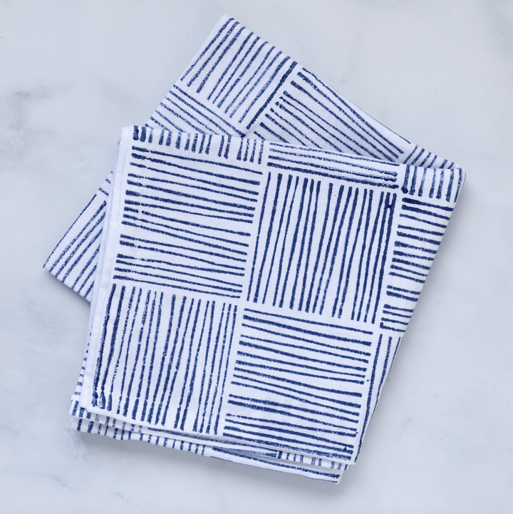 Tea Towel - Striped, Navy - The Mended Company