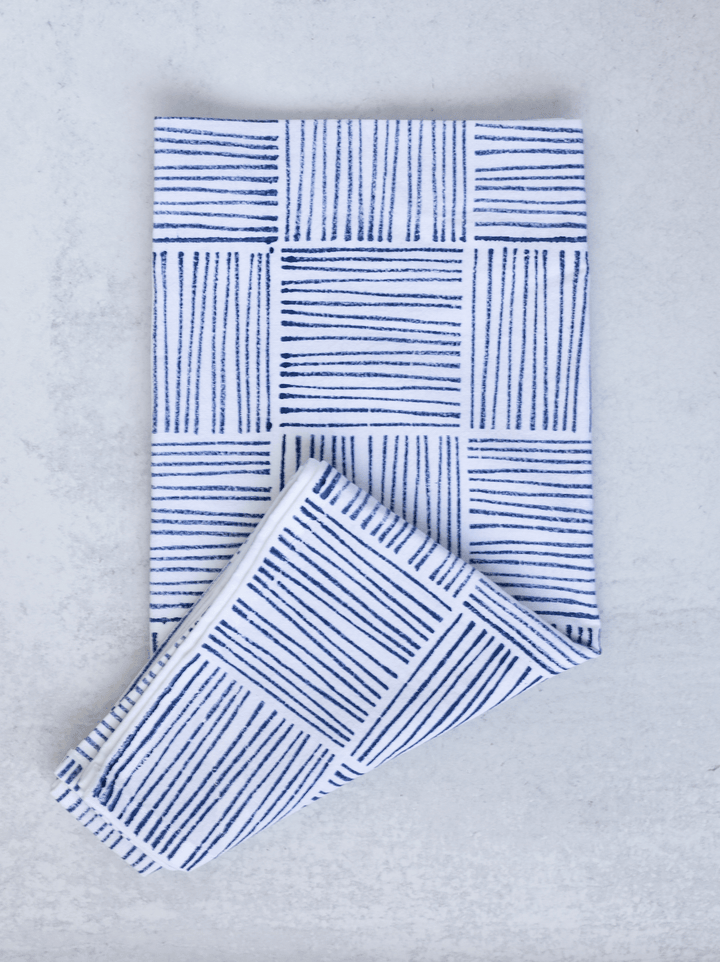 Tea Towel - Striped, Navy - The Mended Company