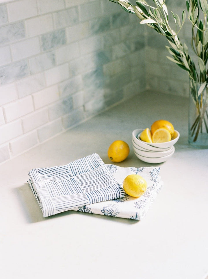 Tea Towel - Striped, Navy - The Mended Company