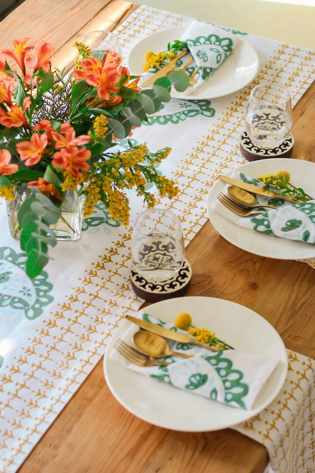 Table Runner - Paisley Park - Sky Blue, Sage & Mustard