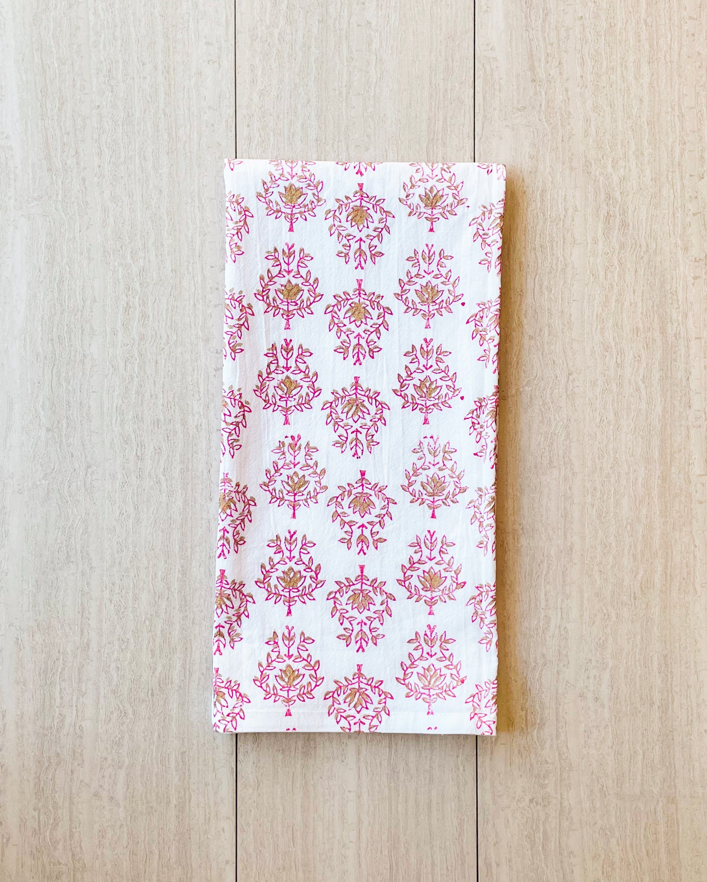 Tea Towel - Lotus, Pink & Gold