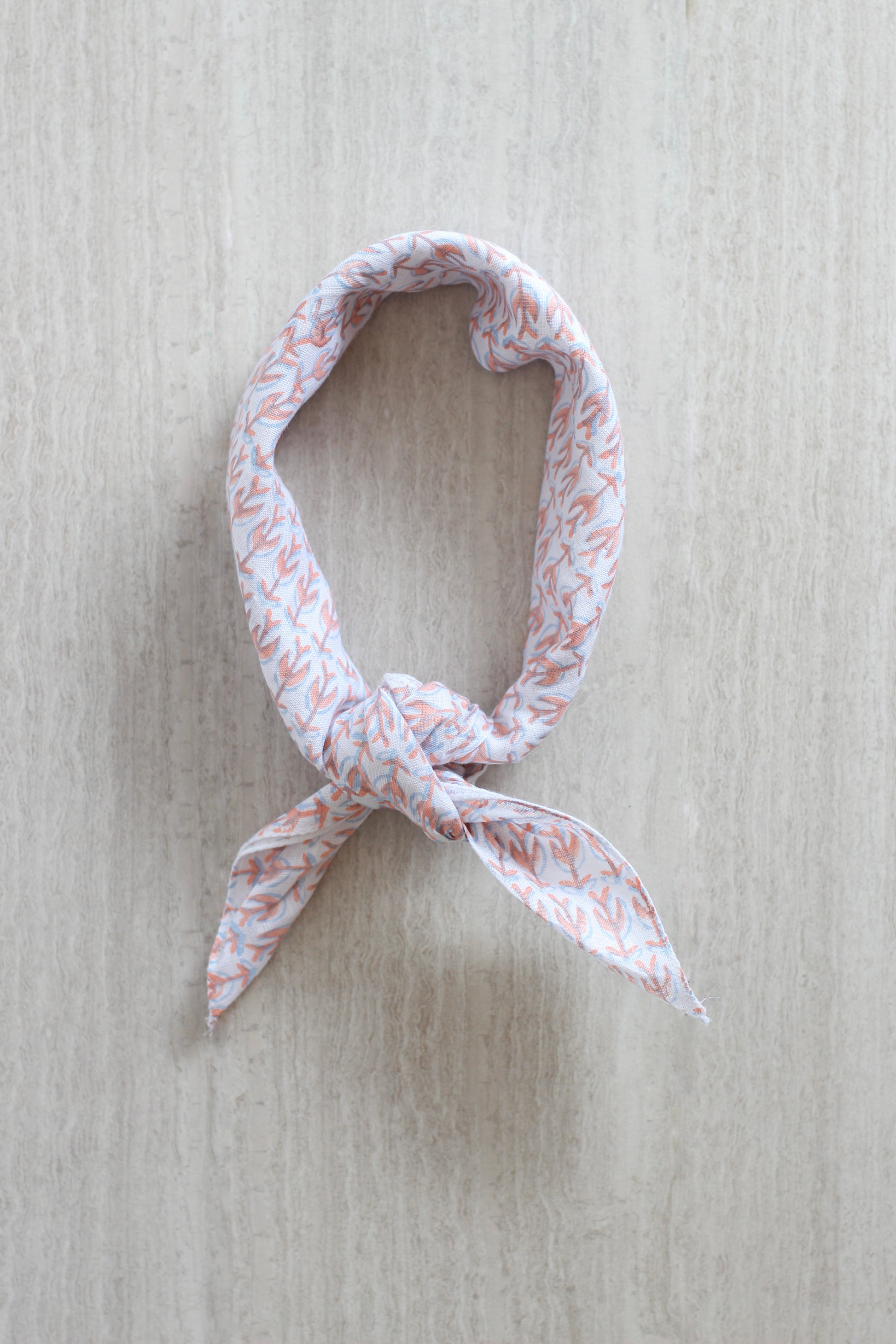 Bandana White Linen with Sprout, Uniform Blue & Melon The Mended