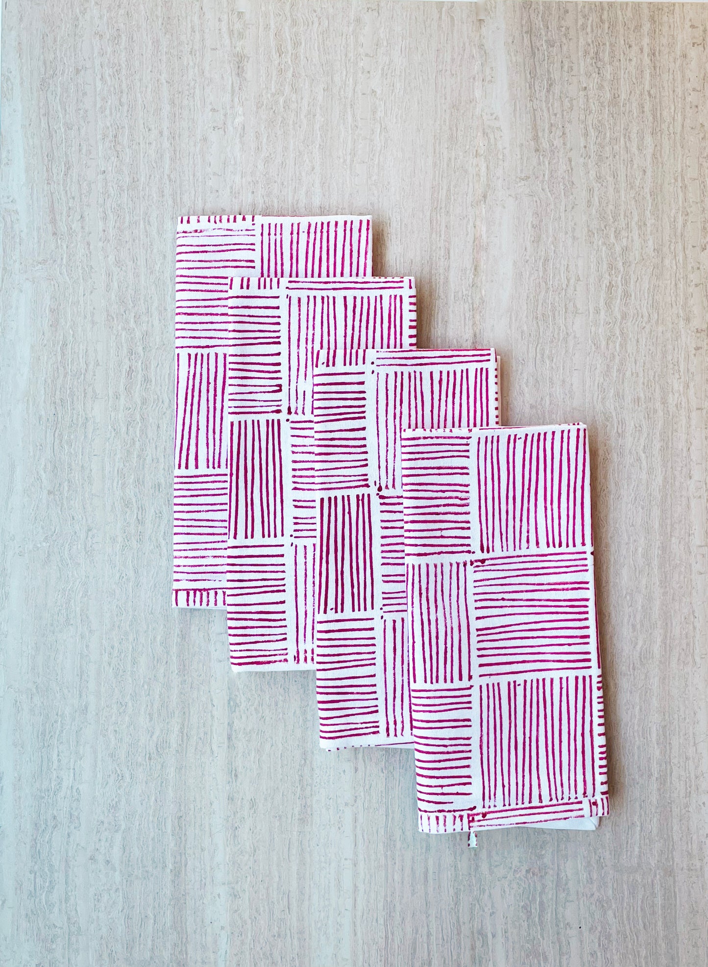 Dinner Napkins (set of 4) - Striped, Pink