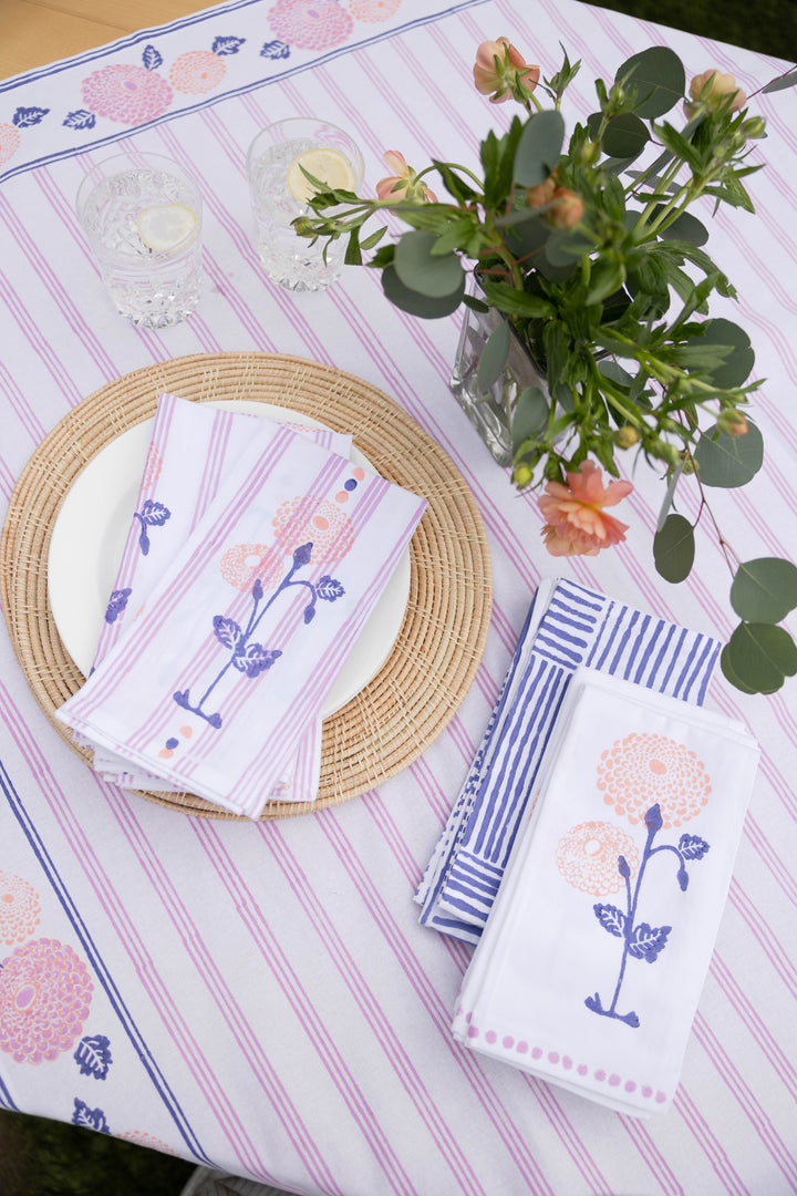 Organic Napkins (set of 4) - Marigold Stripe - Lilac