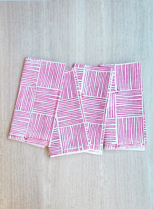 Dinner Napkins (set of 4) - Striped, Berry