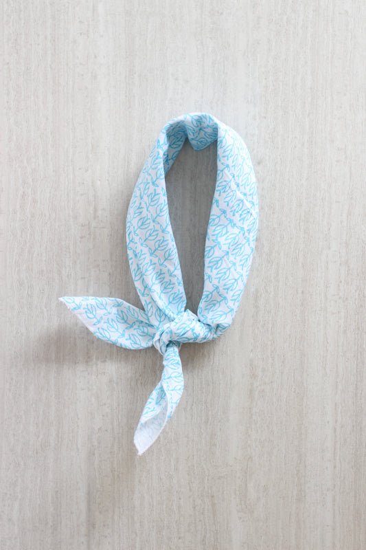Bandana - White Linen with Sprout, Surf
