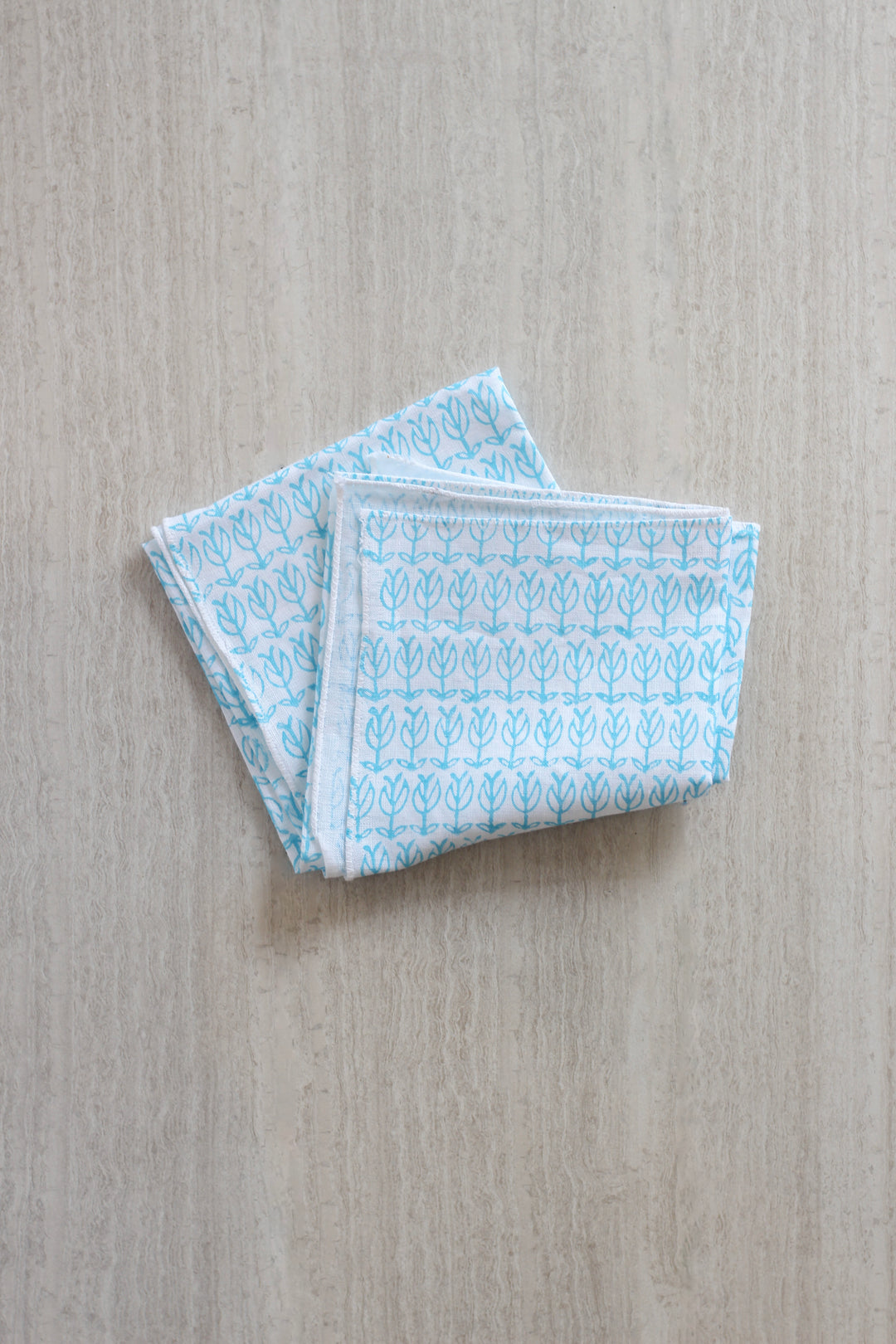 Bandana - White Linen with Sprout, Surf