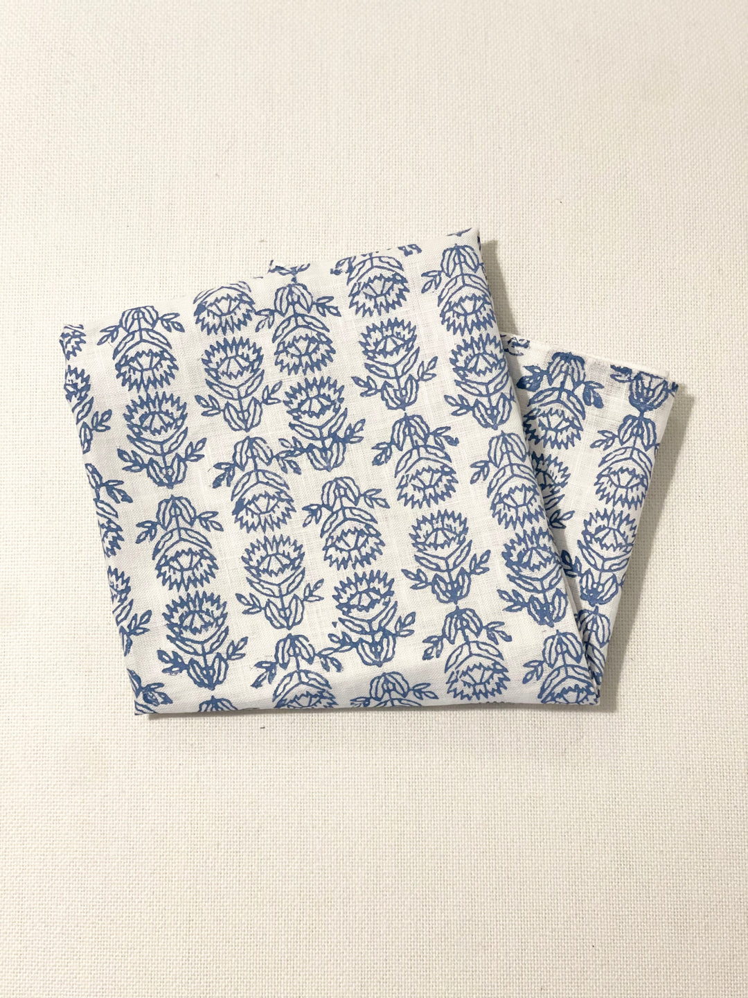 Bandana - White Voile with Protea, Uniform Blue