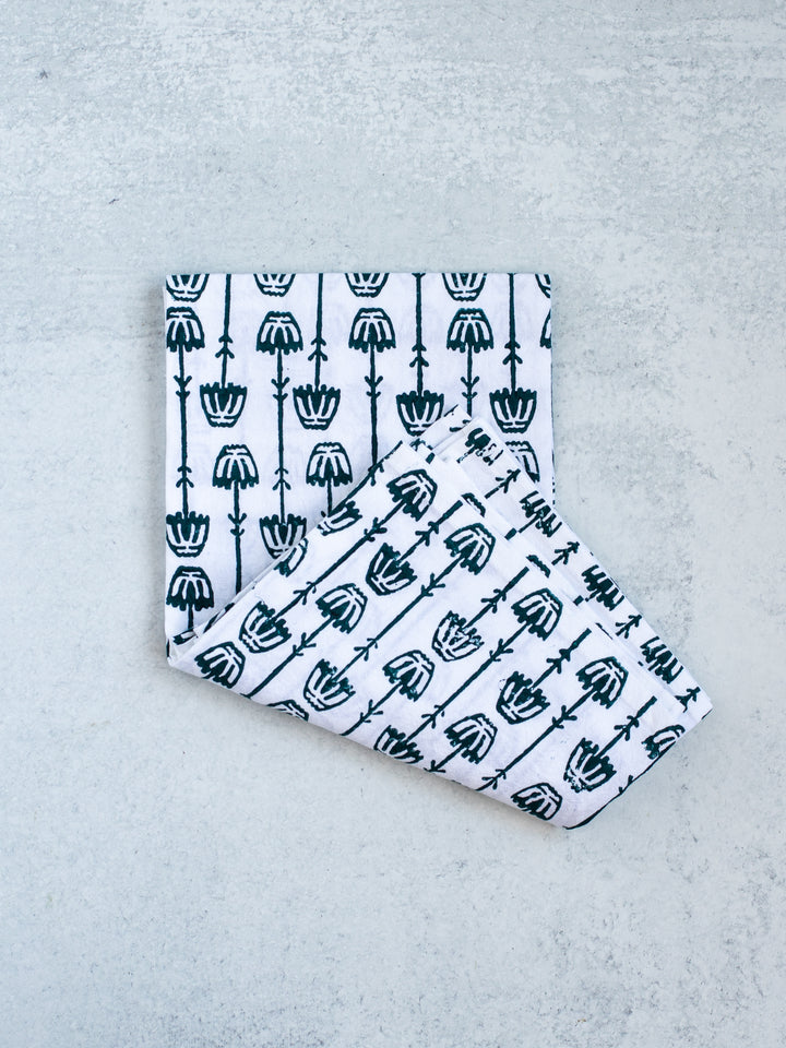 Tea Towel - Mosaic Flower, Midnight