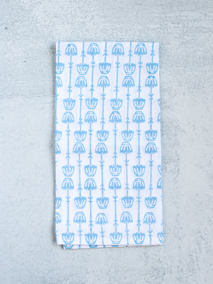 Tea Towel - Mosaic Flower, Uniform Blue